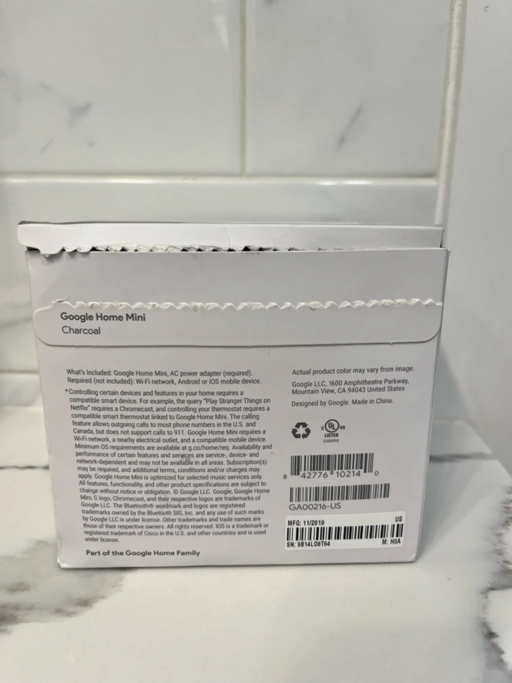 New Open BoxGoogle Home Mini Bluetooth Speaker Smart‎ Assistant Charcoal GA00216